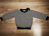 Sweter w paski rozmiar 80 czarny biały