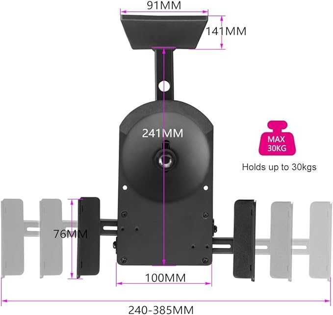 Regulowany uchwyt ścienny do dużych głośników, do 30 kg, czarny