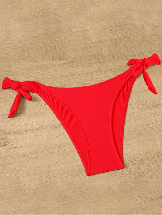 Nowe majtki kąpielowe dół bikini rozm S czerwony wysoki stan wiązanie