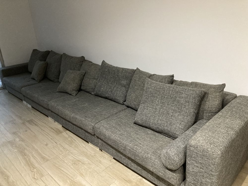 Sofa em tecido cinzento linear ou em U 5m