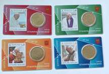 Vaticano 2023 -. Papa Francisco Conjunto 4 Coincard com selo.