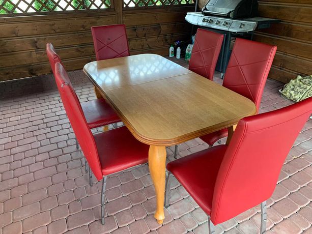 Stół Drewniany - Komplet - 6szt Krzeseł