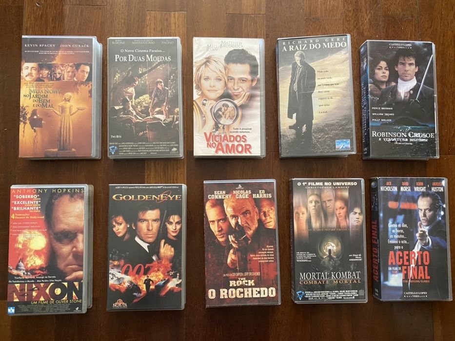 80 Filmes em cassetes VHS - Titanic, ET, Braveheart, Speed, Seven, etc