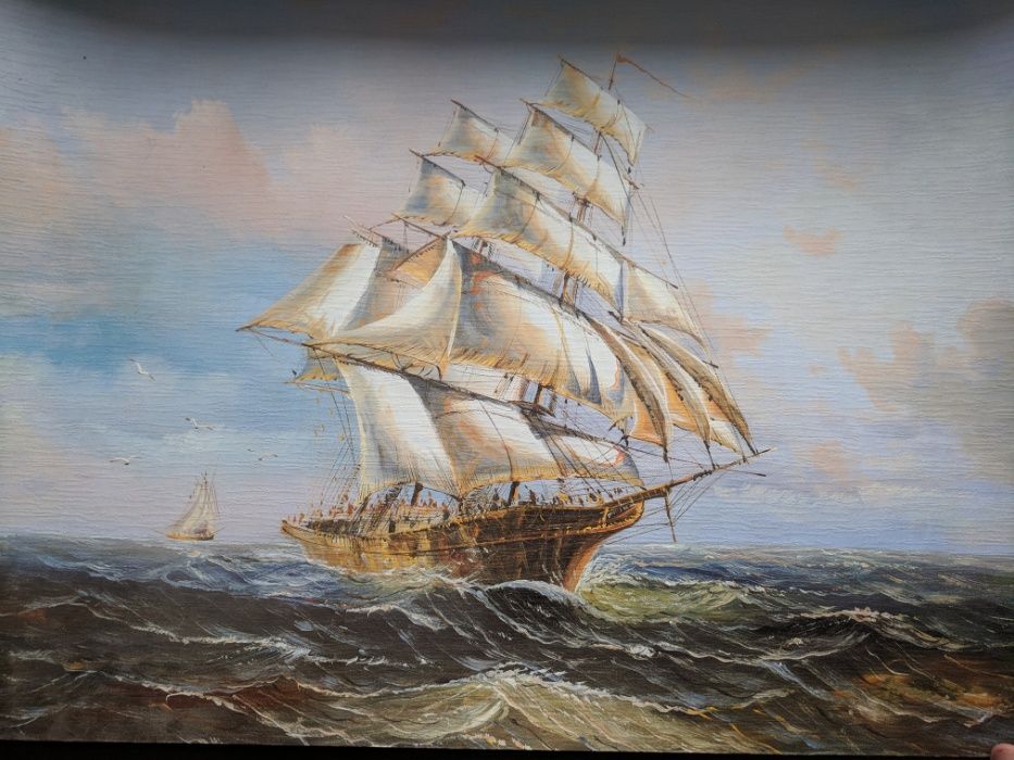 картина маслом корабля на морі, з Італії художник P. Lorenz