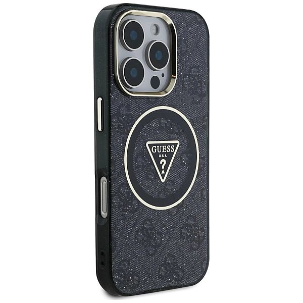 Etui Guess IML Metal Glitter 4G Circle Triangle MagSafe na iPhone 16 P