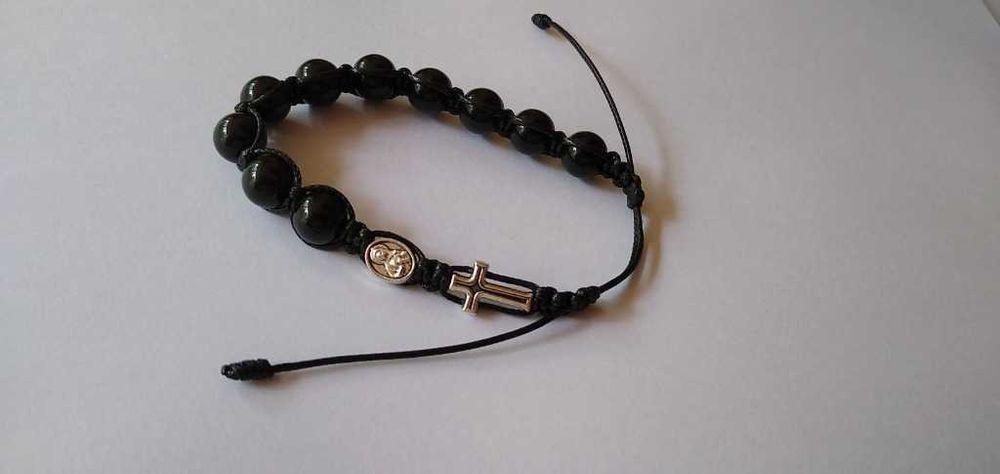 Męski różaniec/bransoletka z krzyżykiem i Matką Bożą Wojownicy Maryi++