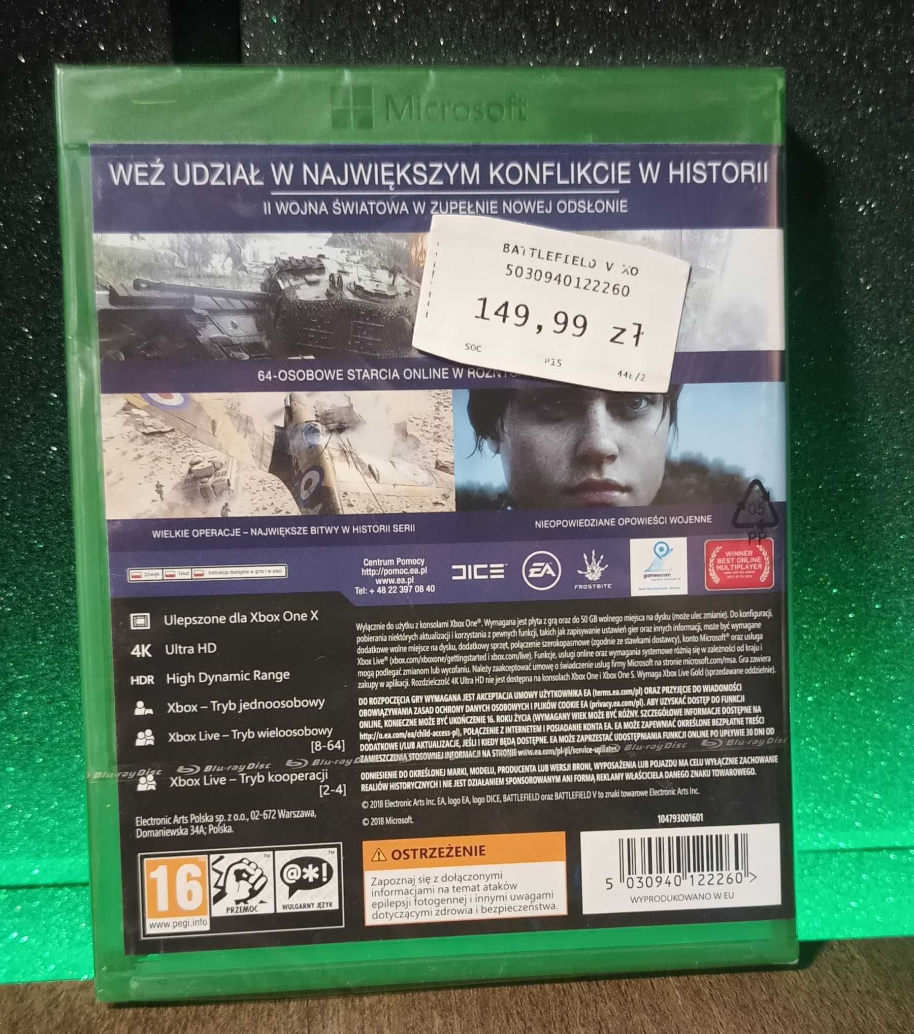 Battlefield V Xbox One S / Series X - strzelanka wojenna, PL DUBBING