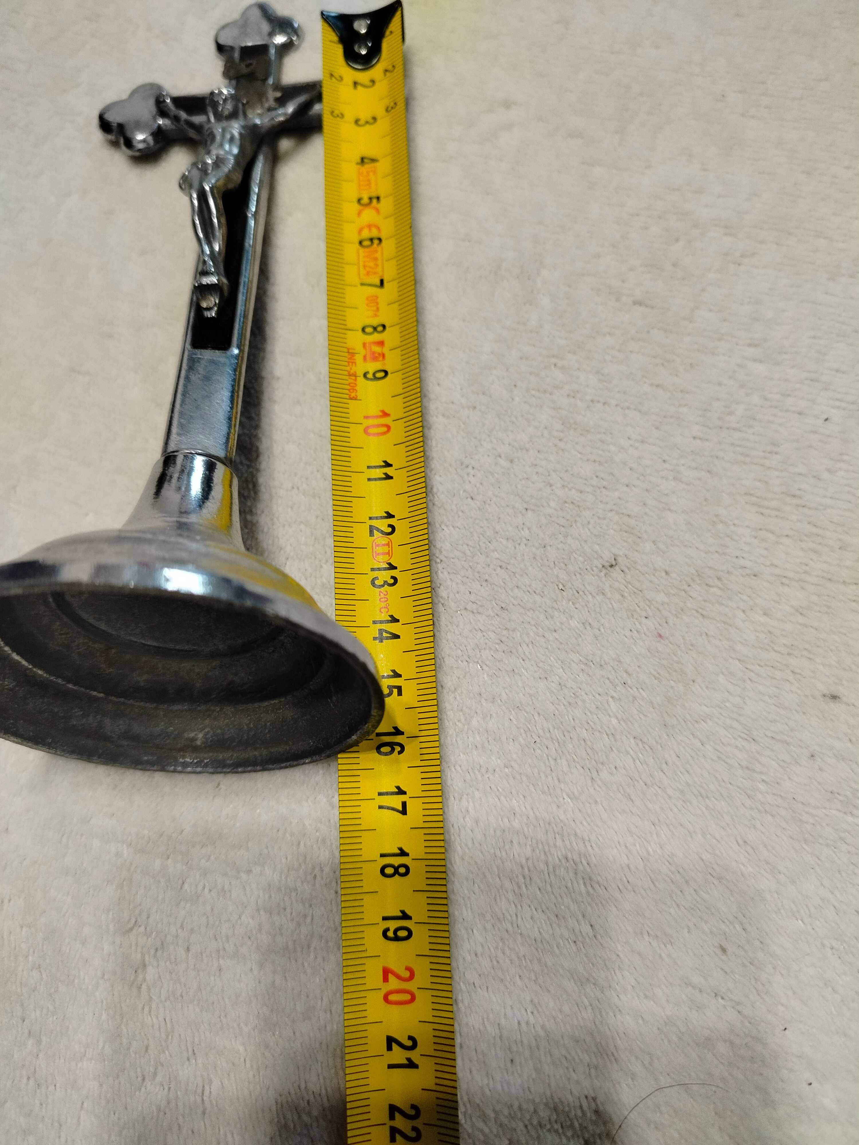 Stary metalowy stojący krzyż kolędowy z PRL 16 cm