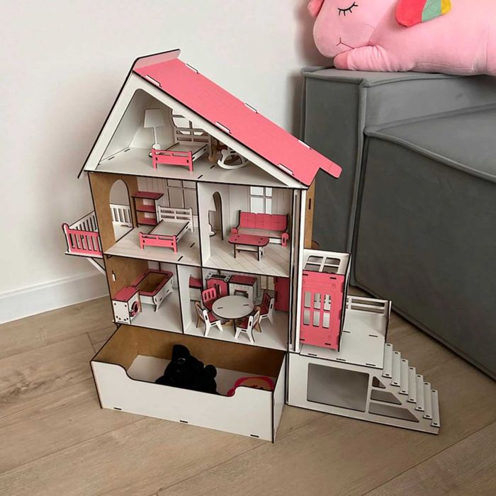 Дерев`яний  будиночок для кукол LOLз з   меблями та рухомим ліфтом