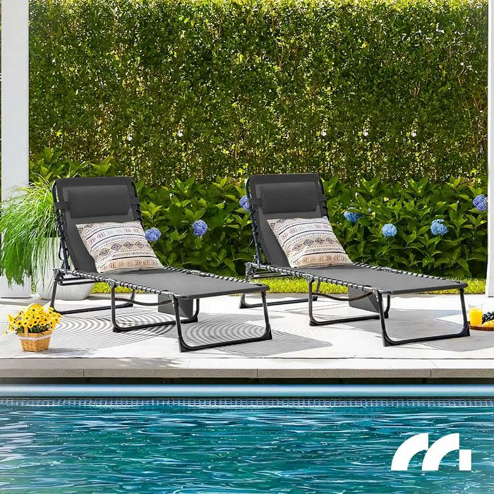 Розкладний садовий шезлонг, лежак Beach Chair Oasis сірий