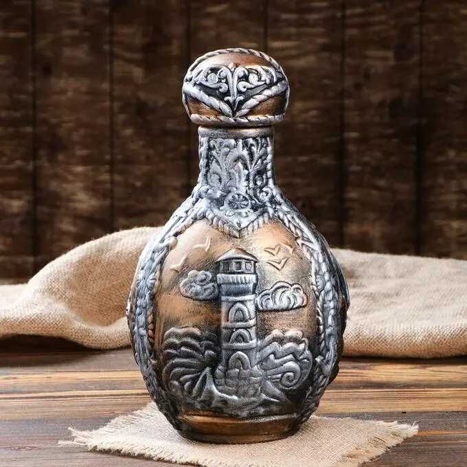 Подарочный набор для алкоголя Морские Картинки на 2 литра с рюмочками