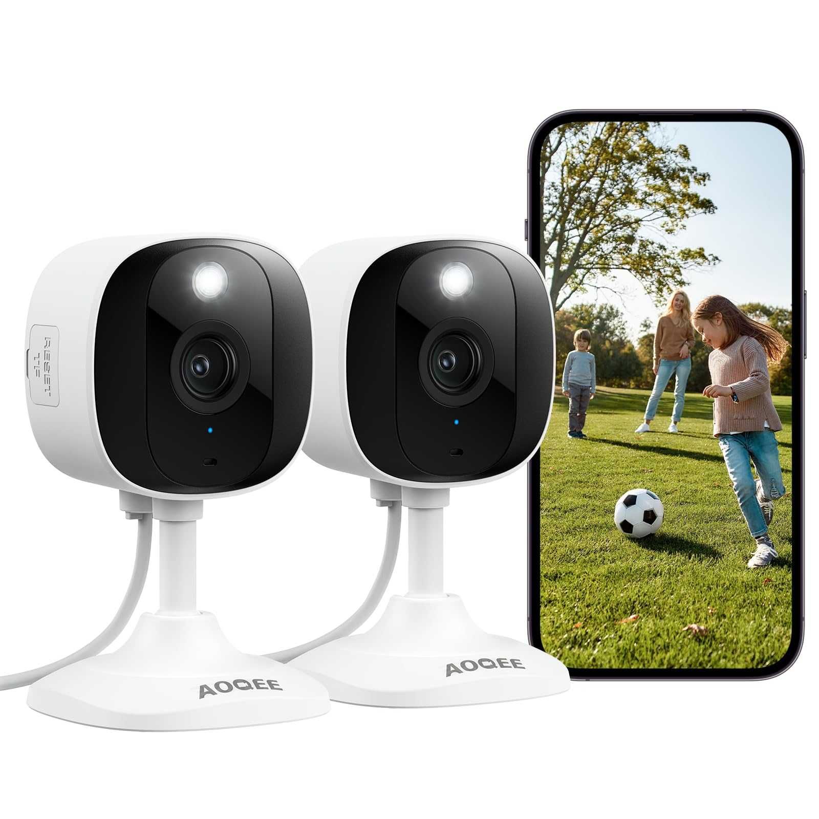 Zestaw 2 kamer WiFi AOQEE C1 2K – monitoring wewnętrzny i zew