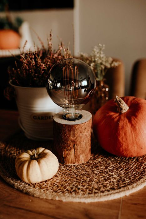 Drewniana lampka biurowa nocna handmade lampa loft