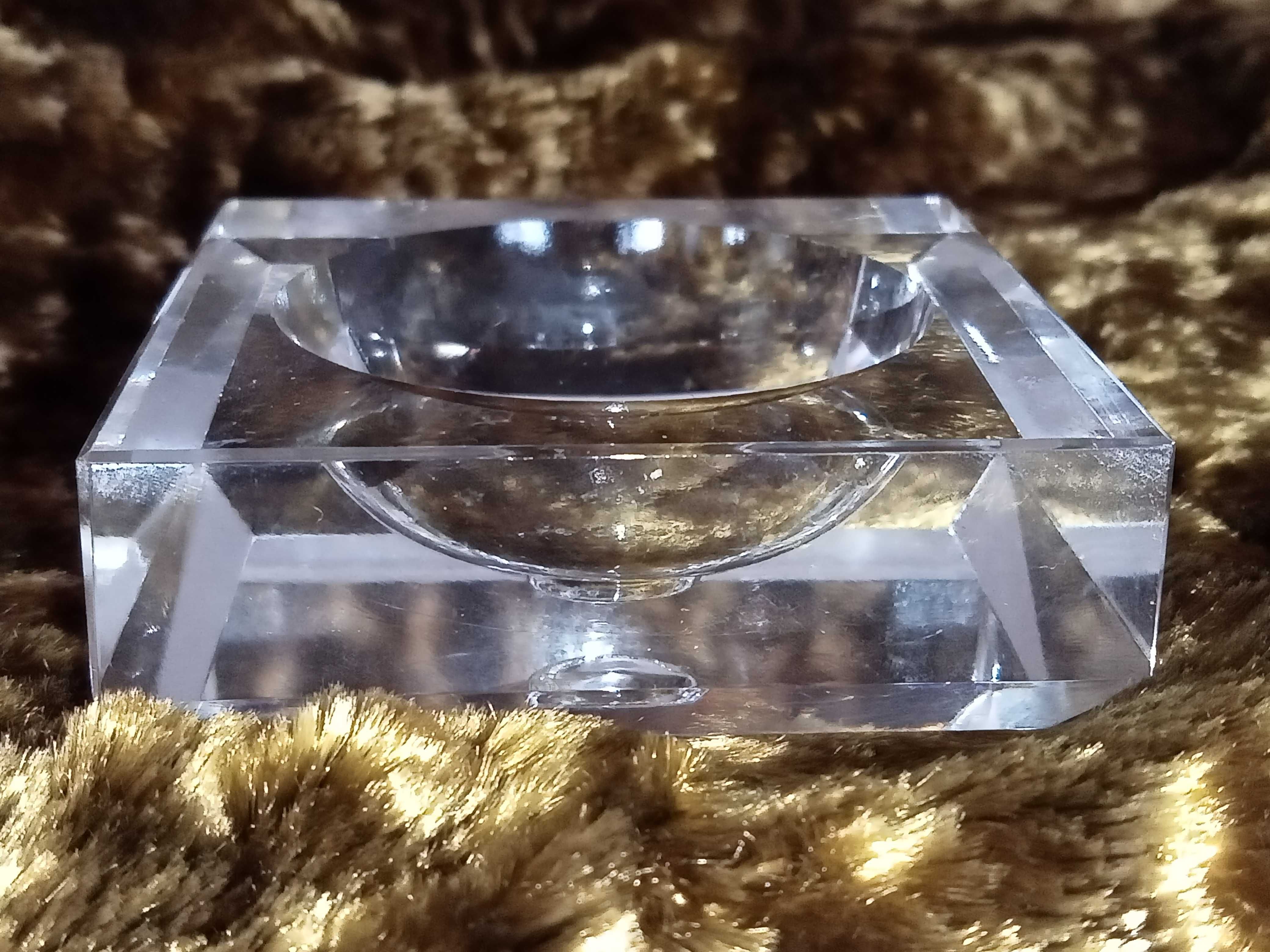 świecznik szklany kryształ PRL stare szkło