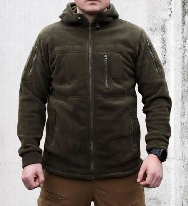 Флісова кофта з капюшоном військова олива фліска флиска военная зсу