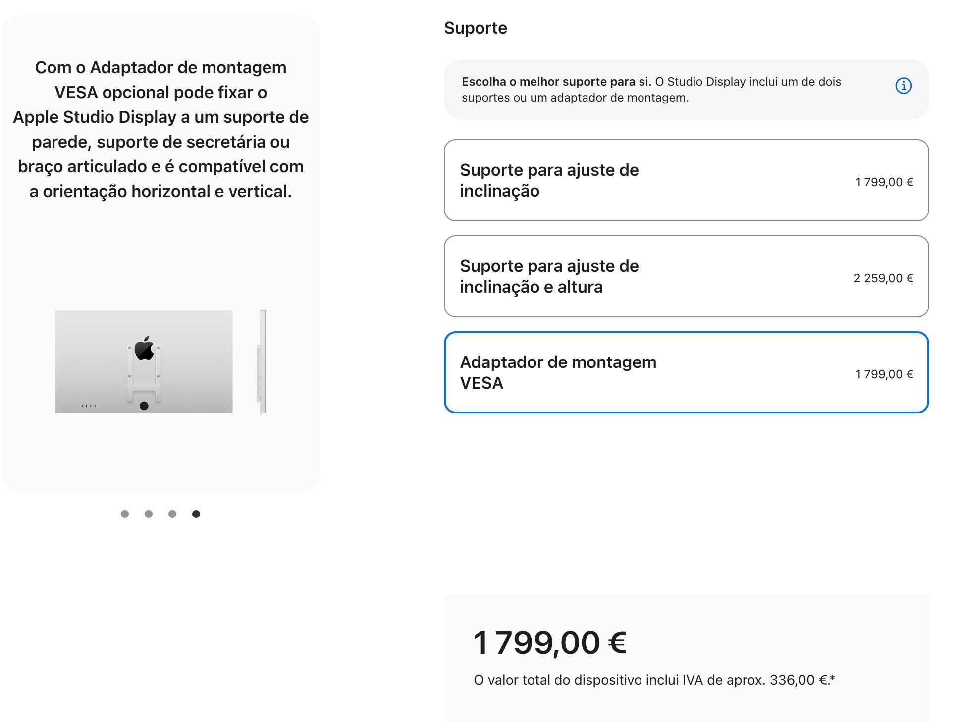 Apple Studio Display Monitores Ecrã Retina 5K de 27" Vidro padrão VESA