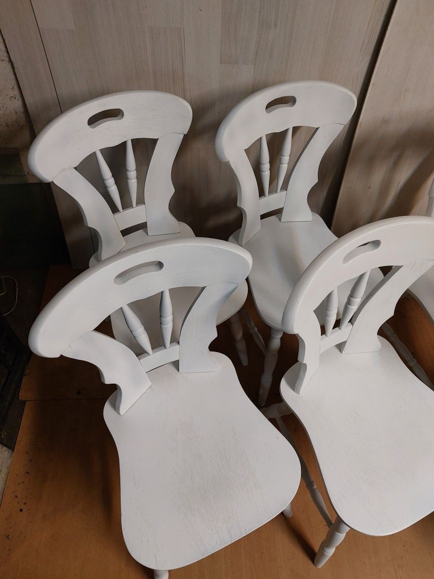 Krzesła PRL dębowe białe