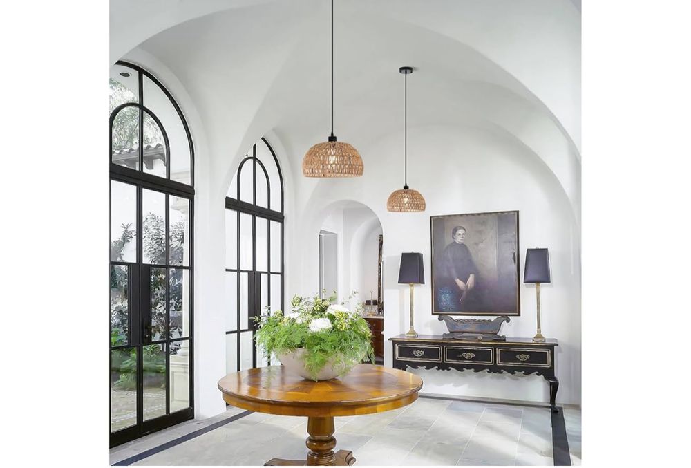 Rattanowa Lampa Wisząca Boho Vintage Piękna