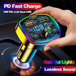 Fm трансмиттер быстрая зарядка 20W USB PD Q.C. 3.0 Блютуз Вольтметр