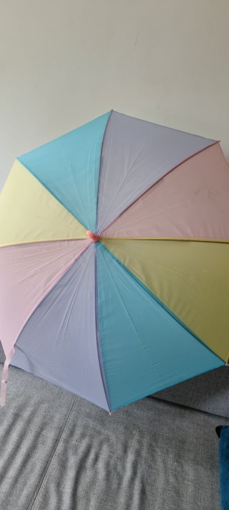 kolorowa pastelowa tęczowa parasolka parasol dla dziewczynki  deszcz