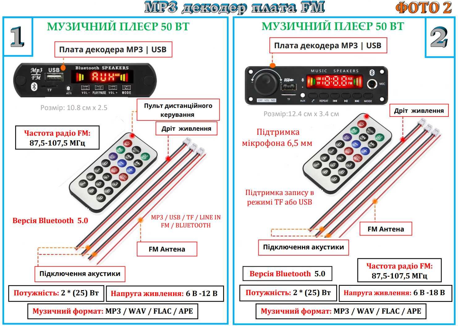 MP3 плеєр, модуль, декодер з пультом Bluetooth FM
