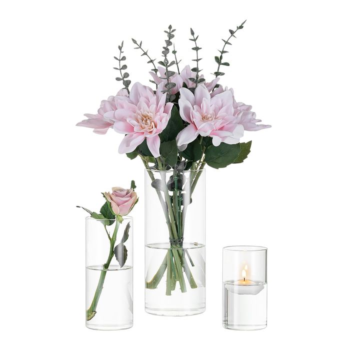 Wazony Szklane 3 szt. 10/15/20 cm Cylindryczne