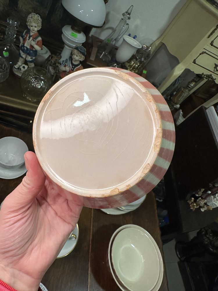 Zestaw 3 ceramicznych misek miseczki 3 szt w paski różowe 640