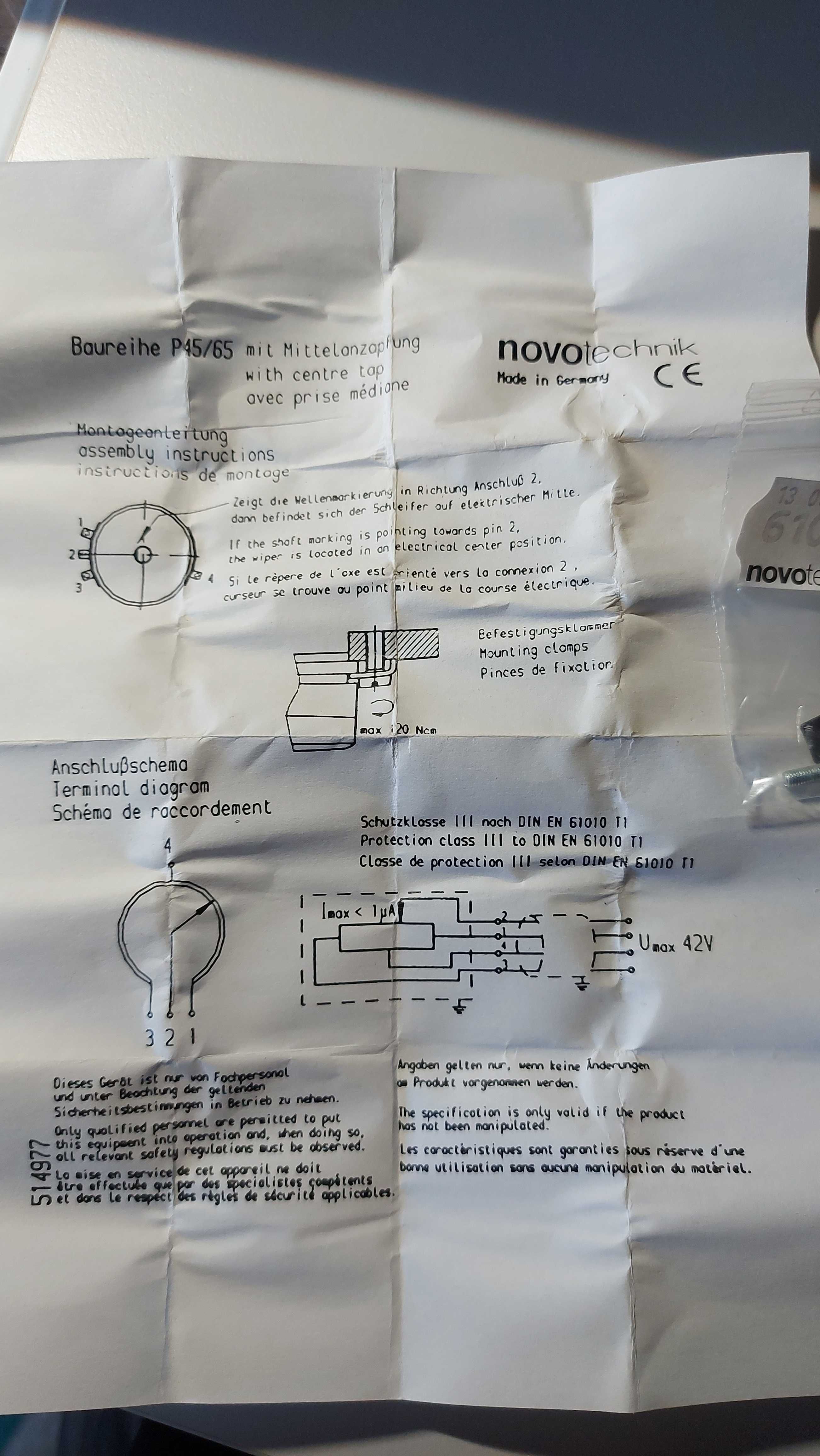 Potencjometry x2 novotechnik P45 / 65 NOWE