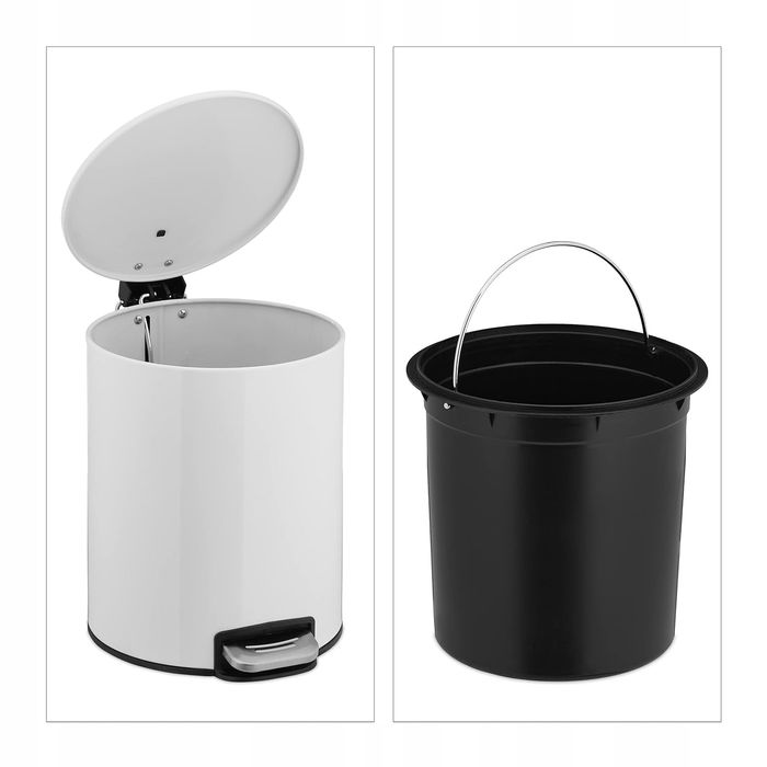 Kosz łazienkowy 5 l biały – wolnoopadająca klapa + wkład