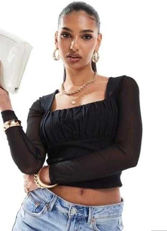 Топ  с прозрачными рукавами Asos