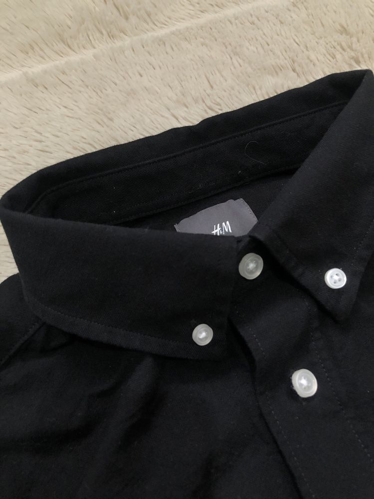 ZARA BLACK (M) Relaxed Custom Fit рубашка мужская черная 100% хлопок