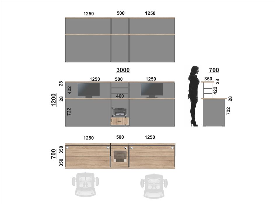 lada dwa stanowiska dąb naturalny i kaszmir od producenta