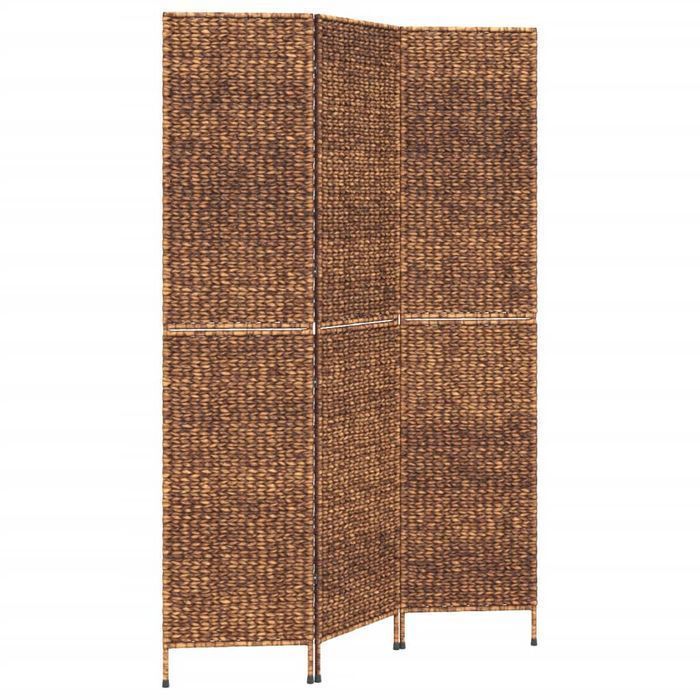 vidaXL Parawan pokojowy 3-panelowy, brązowy, 122x180 cm, hiacynt wodny