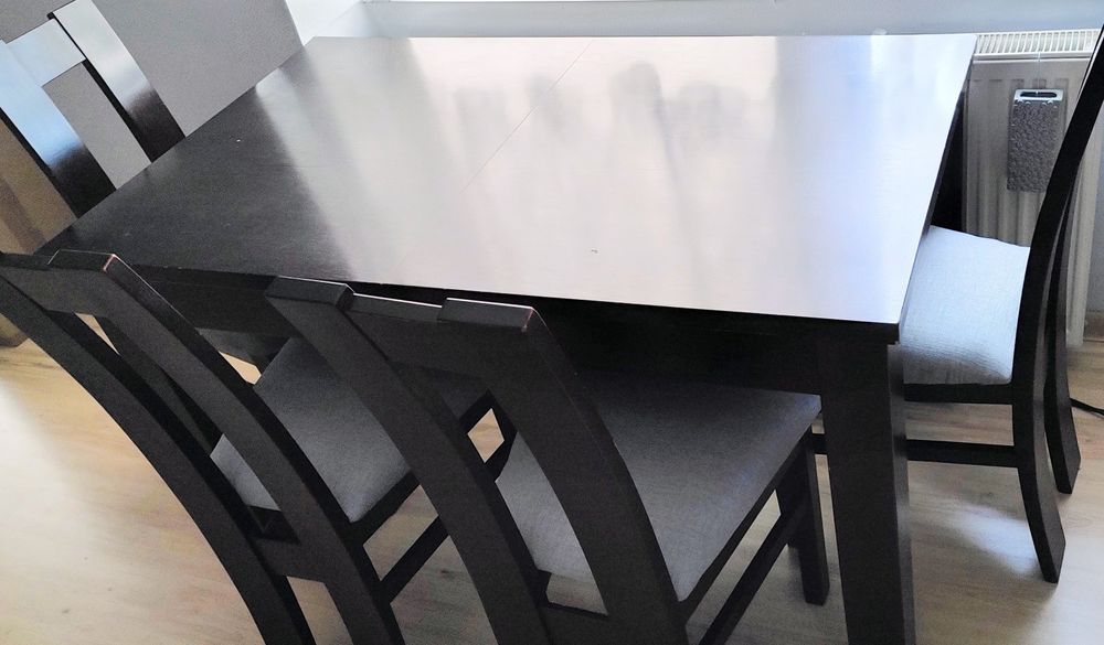 Stół 128/170x80 i 4 krzesła