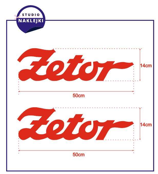 Naklejka Zetor 50x14cm Traktor Ciągnik Rolniczy Nalepka czerwony 2szt