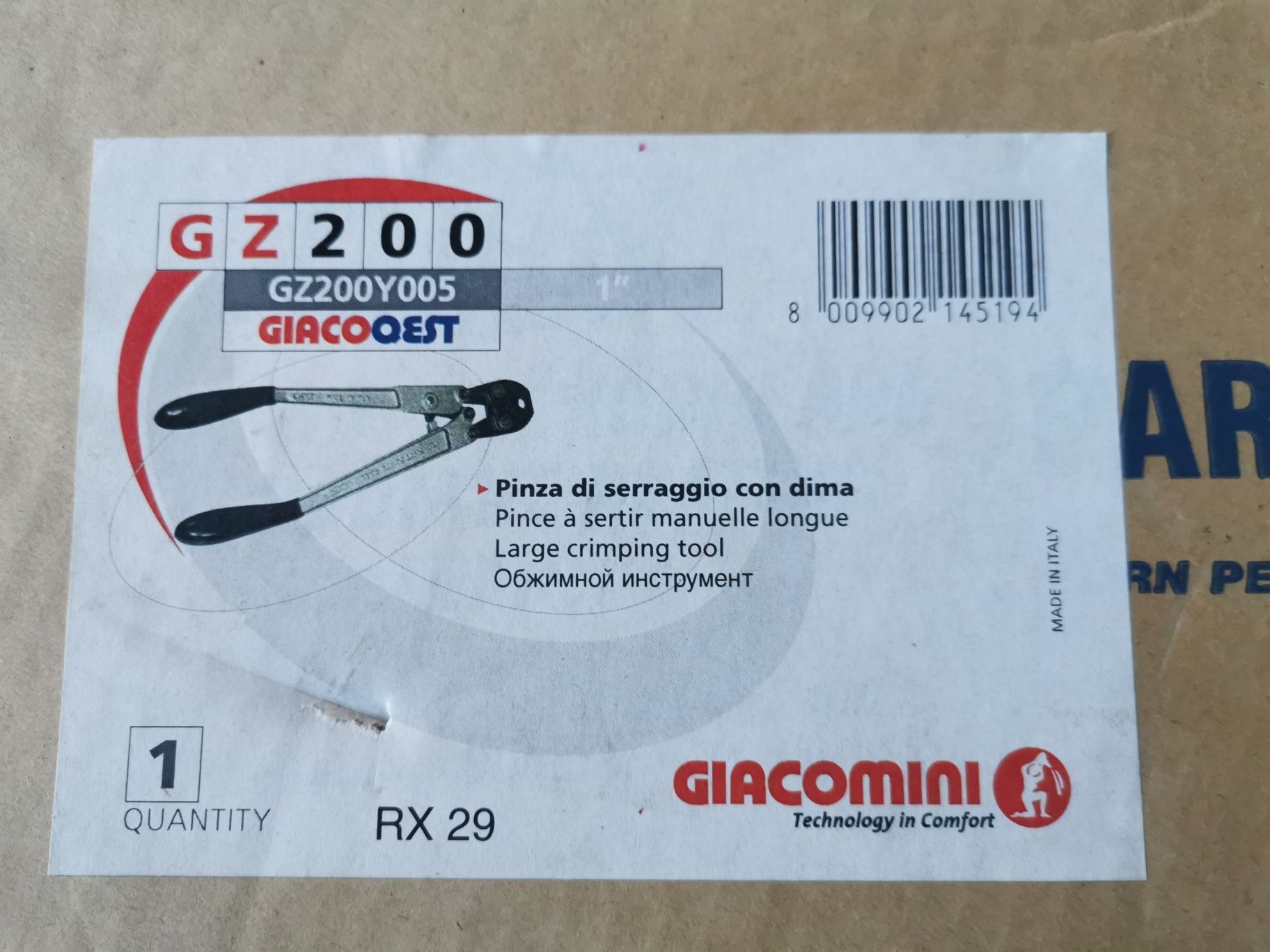 Zaciskarka Giacomini GZ200 ręczna 1"