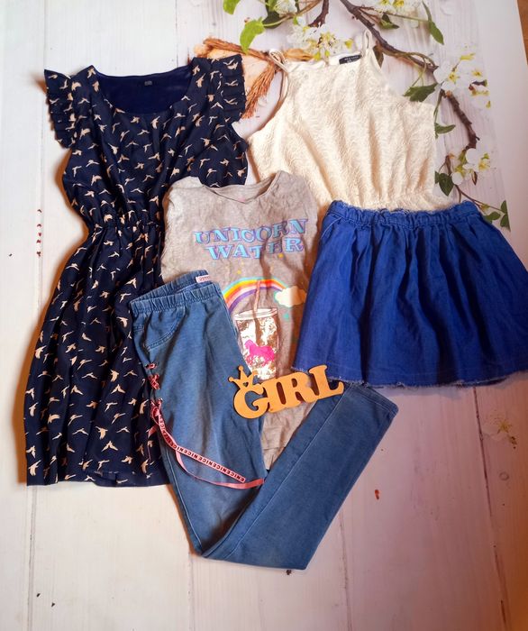 Лот одягу пакет сукня спідниця джинсова лосіни комбінезон білий ромпер