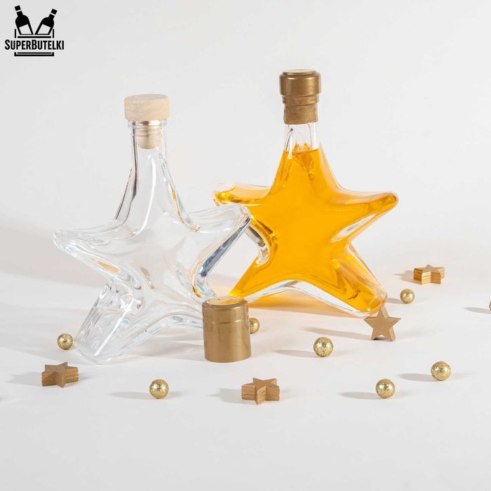 Butelka GWIAZDKA 200 ml butelka świąteczna na likier prezent z korkiem
