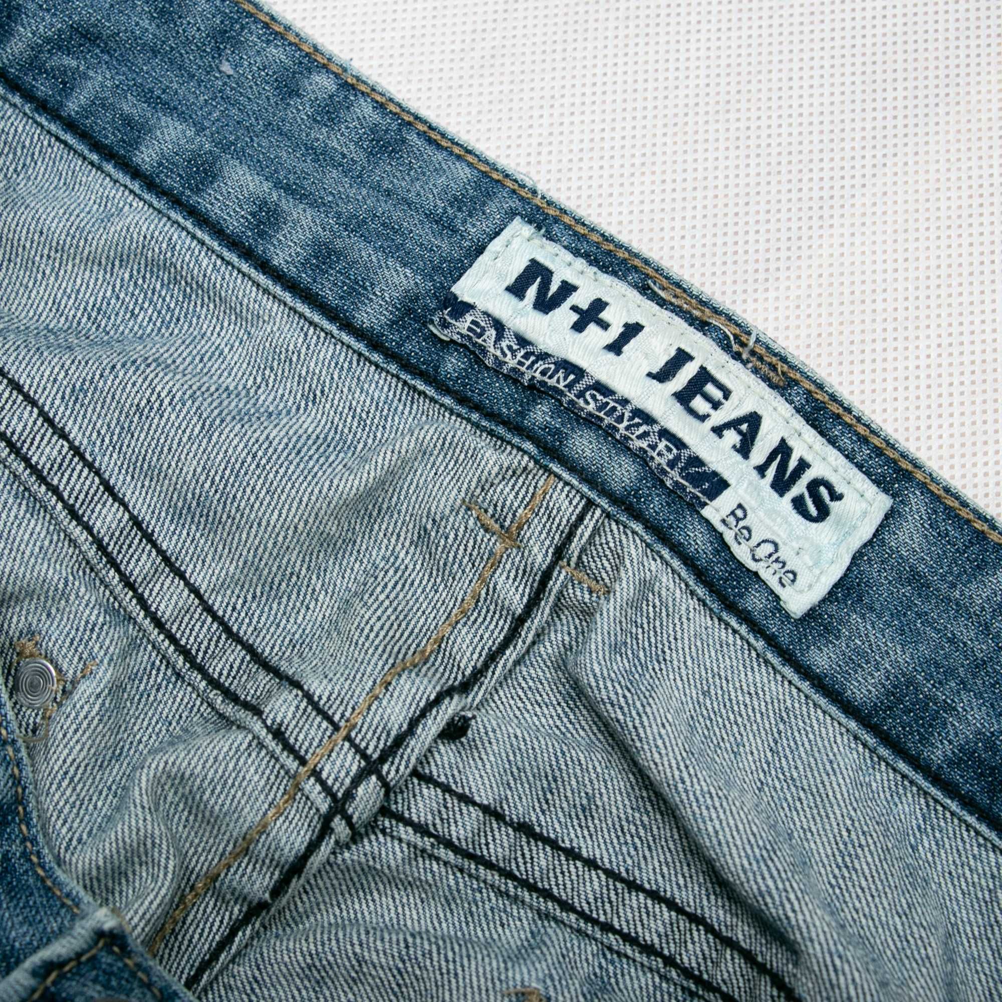 N+1 jeans y2k krzyże spodnie jeansowe 32us niski stan