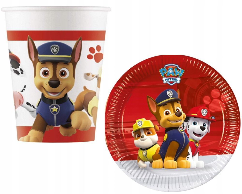 zestaw talerzyki kubeczki paw psi patrol urodziny