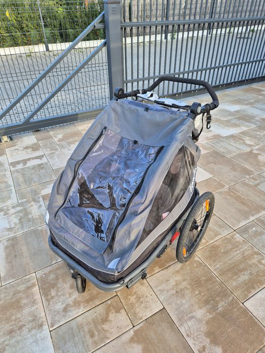 Przyczepka rowerowa / wozek spacerowy LIONELO Cama 2 osobowy Szaro-gra
