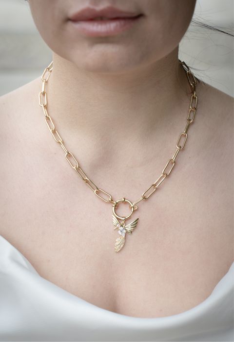 naszyjnik mosiężny łańcuszek z zawieszką