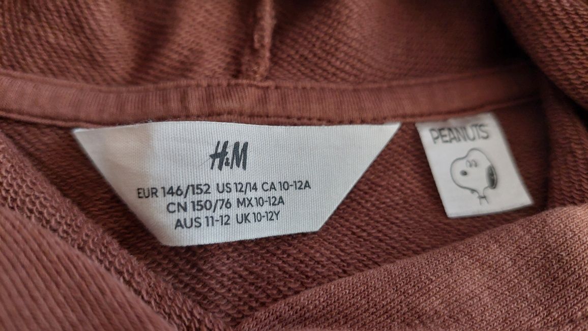 Bluza r. 146 152 h&m Peanuts bluza kaptur brązowa urocza