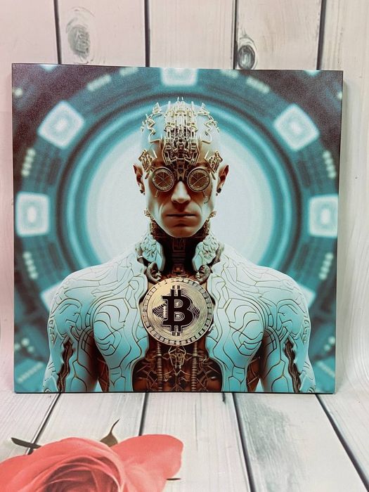 Картина на полотні 50*50 в стилі Біткоїн це майбутнє