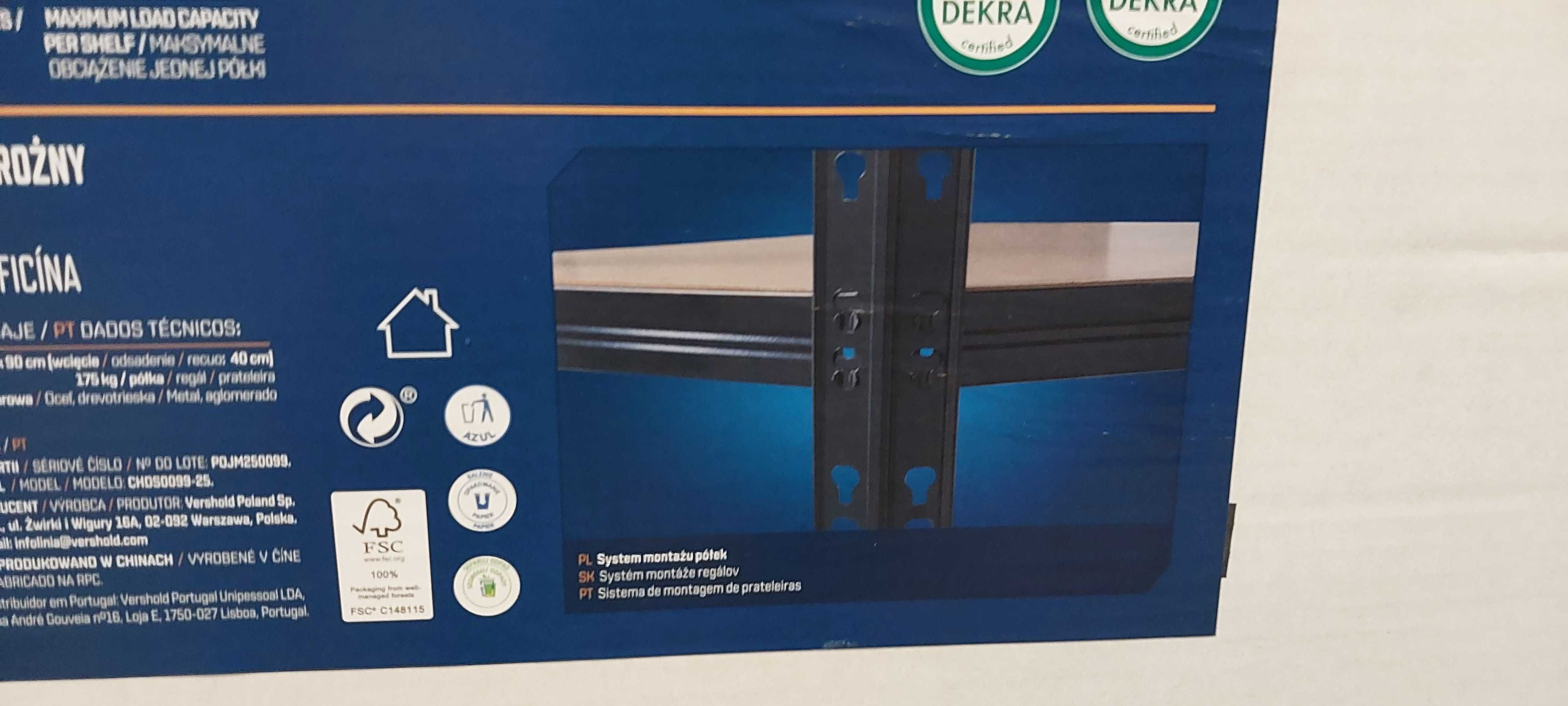 Regał warsztatowy magazynowy garażowy narożny czarny metal Nowy 180x90