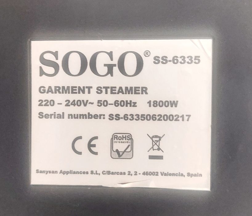 Ferro Vapor Vertical - Marca Sogo