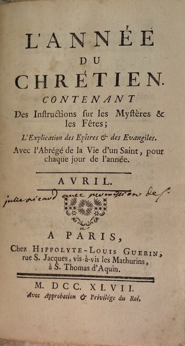 Антикварний дванадцятітомник 1747 L’Année du Chrétien