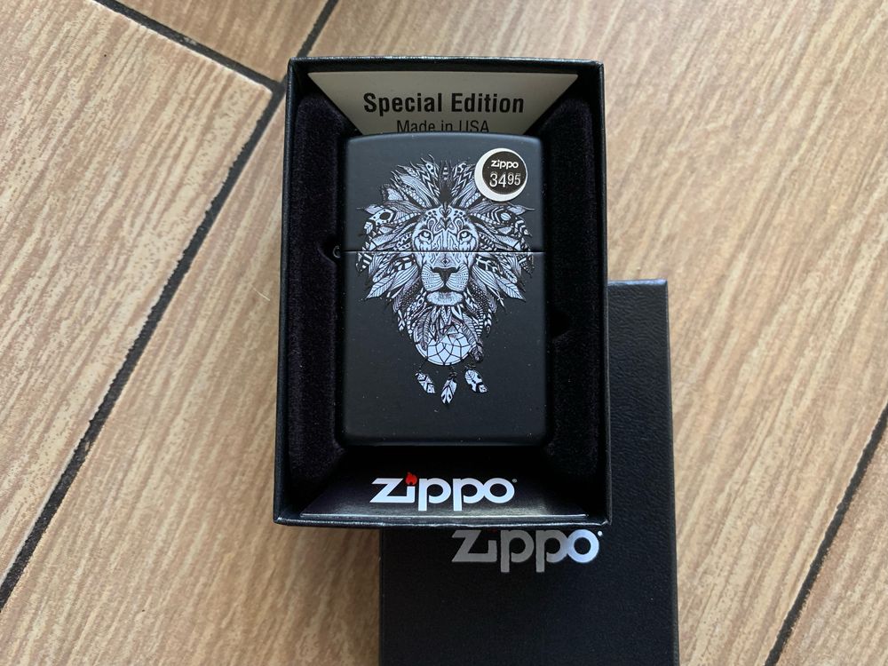 Зажигалка Zippo Lion Aztec Artwork Black Matte.