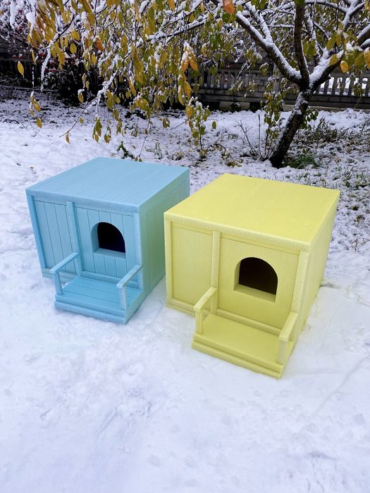 Зимняя будка. Уличный домик для котов. Утеплённая будка для кота.