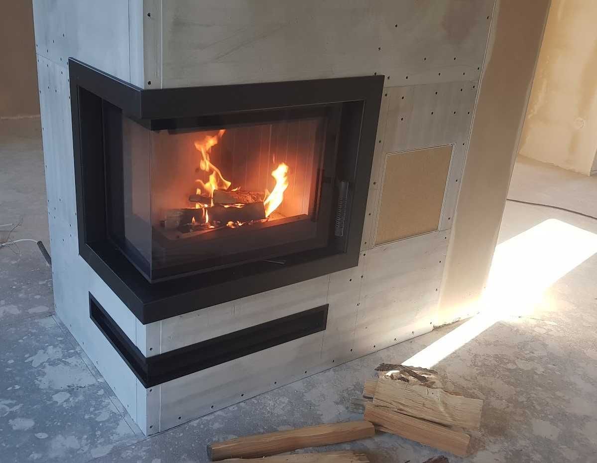 Wkład narożny Kratki Pro FLOKI S stalowy 8 kW + zabudowa